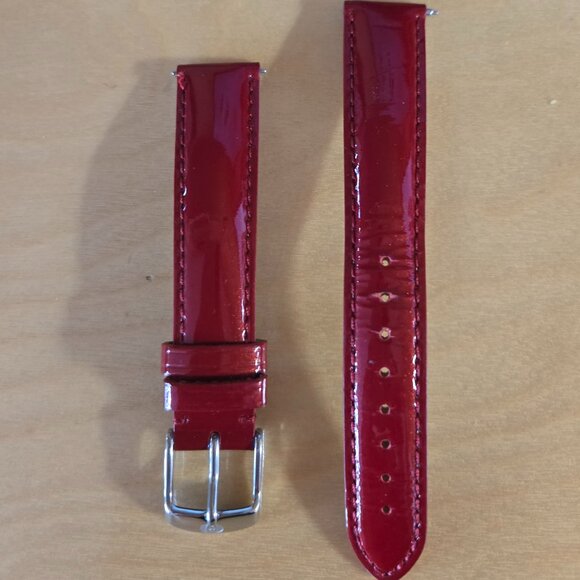 Michele 16 mm patent leather red watch band - Picture 3 of 3